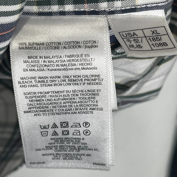 Brooks Brothers Madison Shirt Plaid Navy Dark Green Size XL Embroidered Logo - Picture 5 of 6